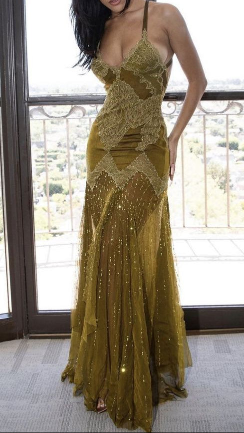 Sexy Mermaid Spaghetti Straps Lace Prom Dress 21Th Birthday Outfit Main image