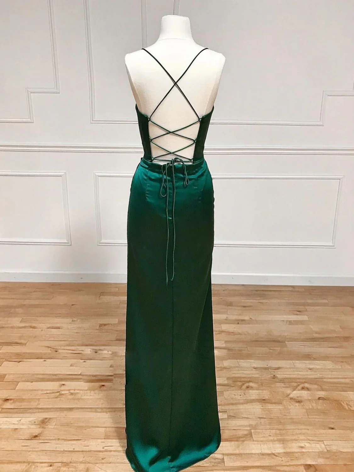 Sexy Mermaid Spaghetti Straps Olive Green Long Evening Dress Backless Prom Dresses