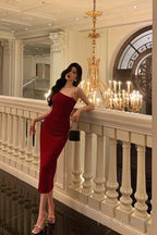 Sexy Mermaid Spaghetti Straps Red Prom Dresses Birthday Outfits Evening Gown