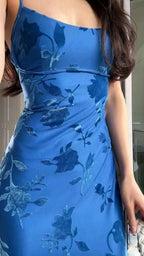 Sexy Mermaid Spaghetti Straps Royal Blue Long Evening Dress Party Dress Prom Dress