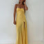 Sexy Mermaid Spaghetti Straps Sleeveless Party Dress Yellow Prom Dresses