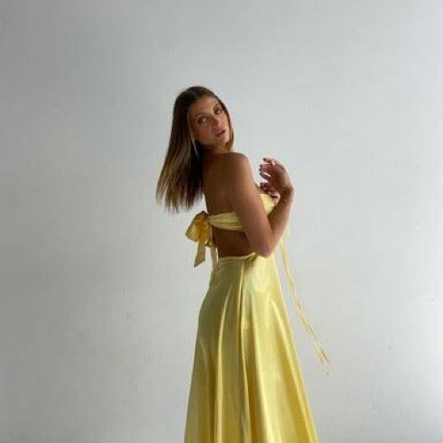 Sexy Mermaid Spaghetti Straps Yellow Prom Dress 21Th Birthday Outfit
