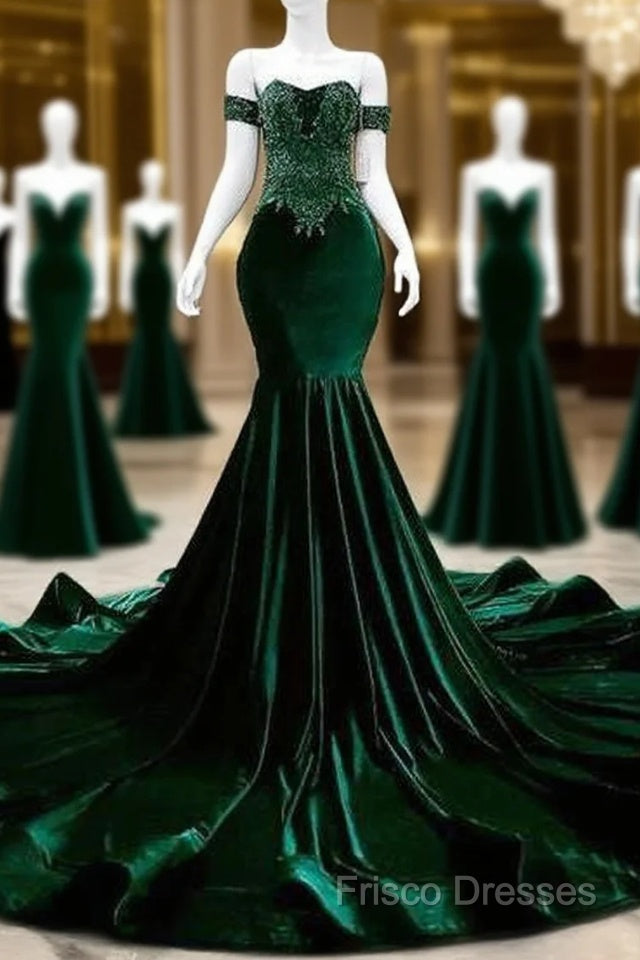 Sexy Mermaid Strapless Long Dark Green Formal Prom Dress Formal Dress