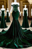 Sexy Mermaid Strapless Long Dark Green Formal Prom Dress Formal Dress