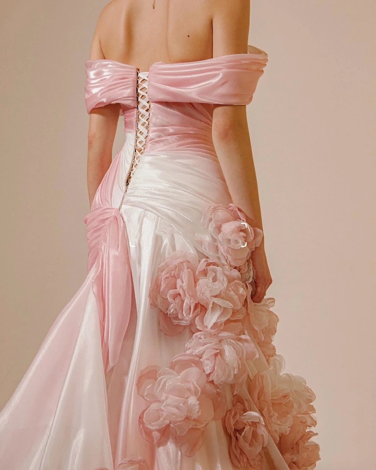 Sexy Mermaid Strapless Pink Long Floral Prom Dresses Party Dress
