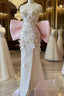 Sexy Mermaid Strapless Pink Sequin Long Floral Formal Prom Dress Party Dress