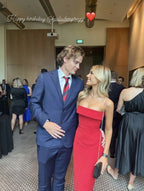 Sexy Mermaid Strapless Red Long Prom Dress
