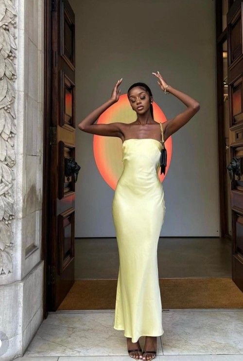 Sexy Mermaid Strapless Yellow Prom Dress 22th Birthday Outfits Secondary image