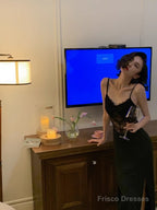 Sexy Mermaid Straps Black Lace Prom Dress 21Th Birthday Outfits