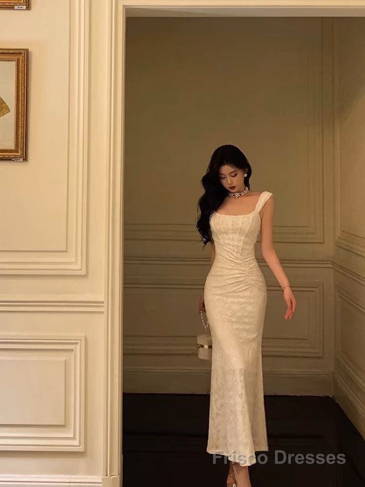 Sexy Mermaid Straps White Lace Prom Dresses Birthday Outfits Secondary image