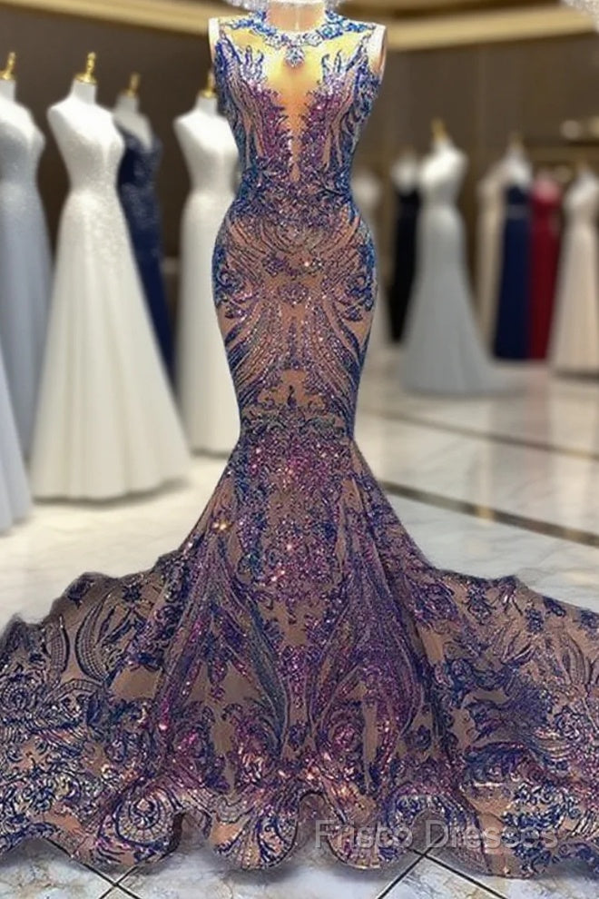 Sexy Mermaid Style Sequin African Women Black Girls Gala Celebrity Formal Prom Party Night Gowns Main image