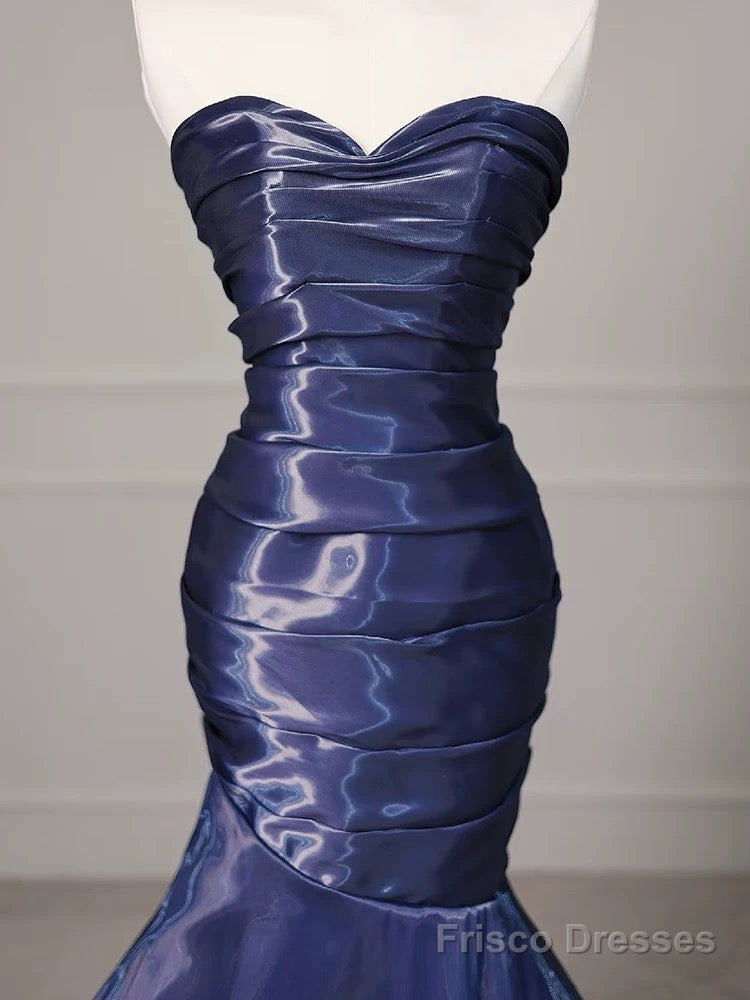 Sexy Mermaid Sweetheart Navy Blue Floor Length Evening Dress Prom Dresses