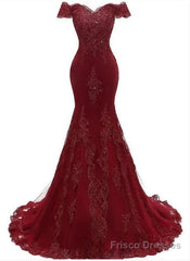 Sexy Mermaid Tulle with Lace Sweethart Party Dress, Long Prom Dress