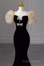 Sexy Mermaid Velvet Party Dress Black Formal Prom Dress