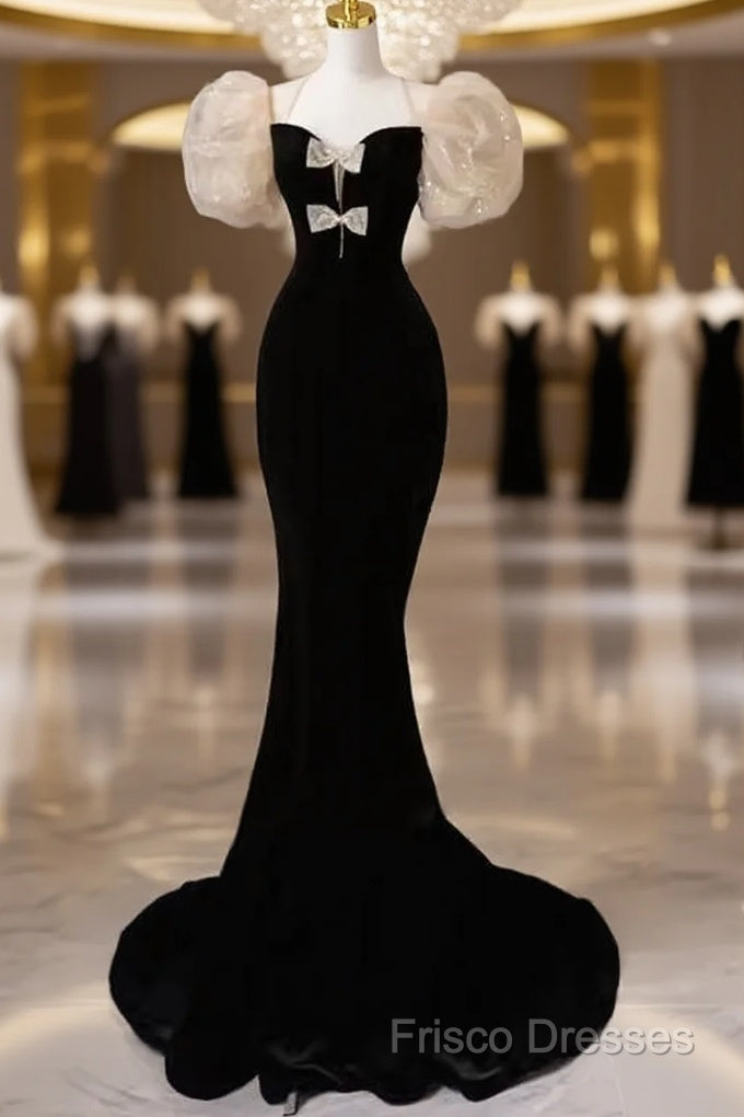 Sexy Mermaid Velvet Party Dress Black Formal Prom Dress Main image