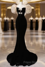 Sexy Mermaid Velvet Party Dress Black Formal Prom Dress