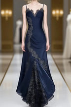 Sexy Navy Blue Mermaid Lace Prom Dress Party Dress