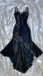 Sexy Navy Blue Mermaid Lace Prom Dress Party Dress
