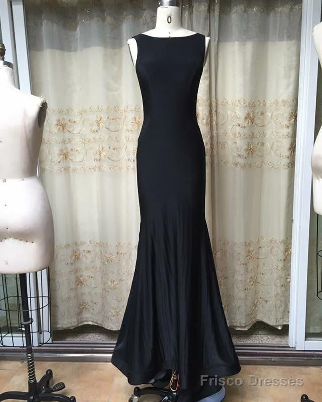 Sexy Open Back Long Jersey Mermaid Evening Dresses Court Train Prom Gowns Main image