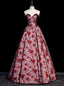 Sexy Pink Strapless Print Prom Dress