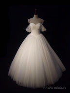 Sexy Pleated Sweetheart Tulle Ball Gowns Wedding Dresses Off-The-Shoulder