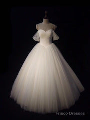 Sexy Pleated Sweetheart Tulle Ball Gowns Wedding Dresses Off-The-Shoulder