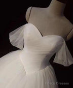 Sexy Pleated Sweetheart Tulle Ball Gowns Wedding Dresses Off-The-Shoulder