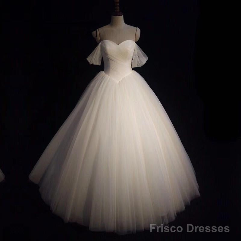 Sexy Pleated Sweetheart Tulle Ball Gowns Wedding Dresses Off-The-Shoulder Main image