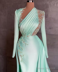 Sexy Prom Dresses Plus Size Arabic Aso Ebi Mermaid Prom Dresses Lace Beaded Illusion Satin Floor Length Party Evening Wear