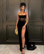Sexy Prom Dresses Strapless Slit Black Prom Dress Birthday Outfits