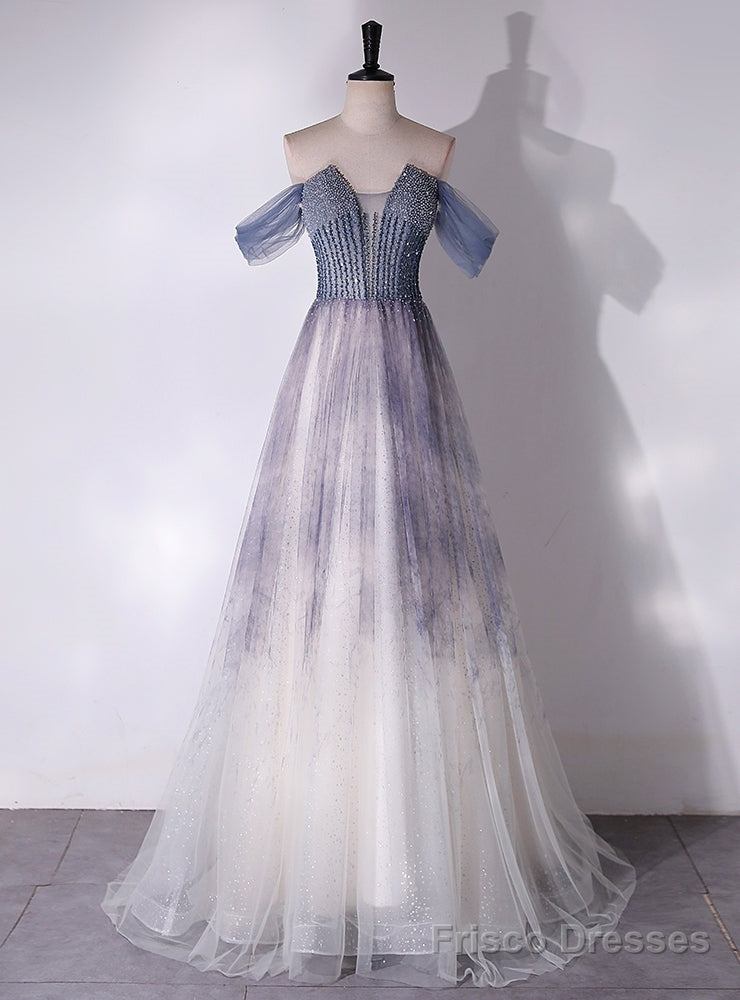 Sexy Purple Tulle Sequins Beading Prom Dress Main image