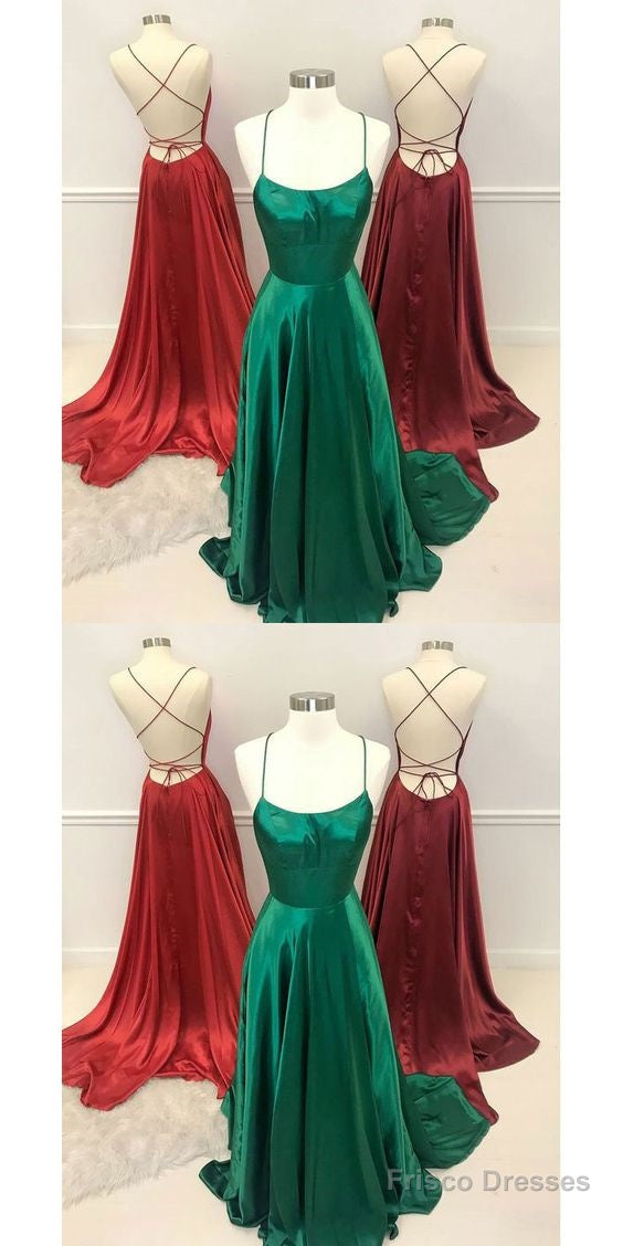 Sexy Red/Green/Burgundy Long Criss Cross Prom Dresses