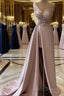 Sexy Robe De Soiree A-Line One-Shoulder Floor Length Beaded Slit Long Formal Prom Dress Formal Prom Gown Formal Dress