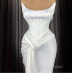 Sexy Robe De Soiree Mermaid Scoop Floor Length Satin Slit Long Formal Prom Dress Formal Prom Gown Evening Dress