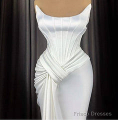 Sexy Robe De Soiree Mermaid Scoop Floor Length Satin Slit Long Prom Dresses Prom Gown Evening Dresses