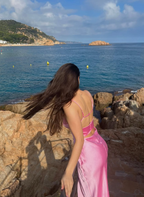 Pink Spaghetti Strap Long Prom Dress