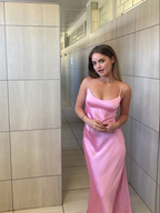 Pink Spaghetti Strap Long Prom Dress