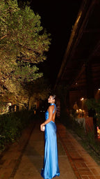 Sexy Sheath Blue Evening Gown Prom Party Dresses