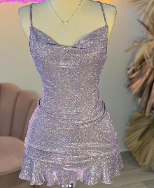 Sexy Sheath Halter Sequin Tight Grape Formal Homecoming Dresses 8Th Grad Dance Graduation Dress Short Birthday Outfits Hoco Dresses Secondary image
