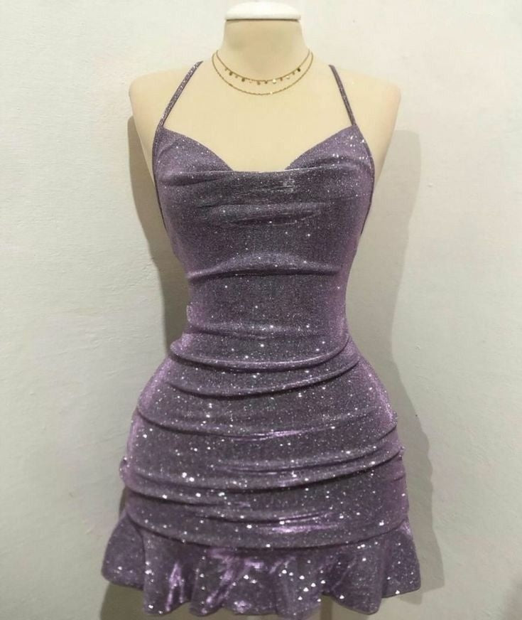 Sexy Sheath Halter Sequin Tight Grape Formal Homecoming Dresses 8Th Grad Dance Graduation Dress Short Birthday Outfits Hoco Dresses Main image