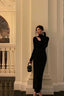 Sexy Sheath High Neckline Black Long Sleeves Prom Dresses Birthday Outfits