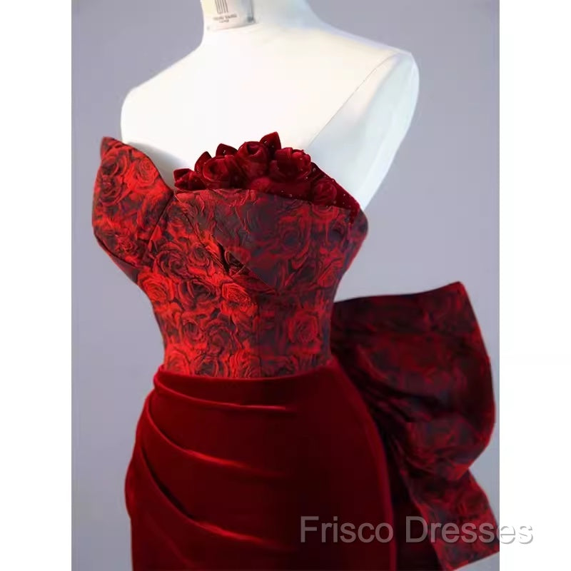 Sexy Sheath Long Senior Burgundy Velvet Formal Prom Dress Formal Dress Secondary image