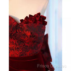 Sexy Sheath Long Senior Burgundy Velvet Formal Prom Dress Formal Dress