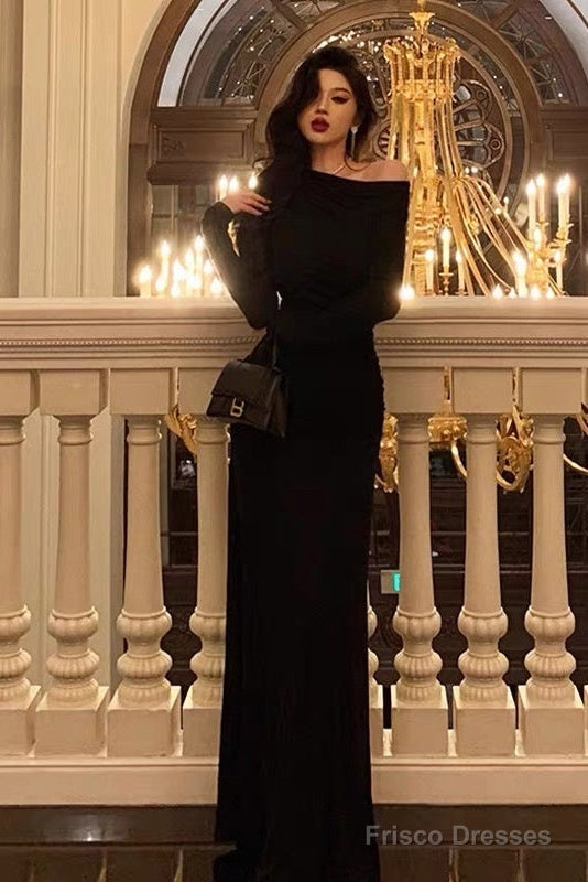 Sexy Sheath Long Sleeves Black Prom Dresses Birthday Outfits Evening Gown Main image