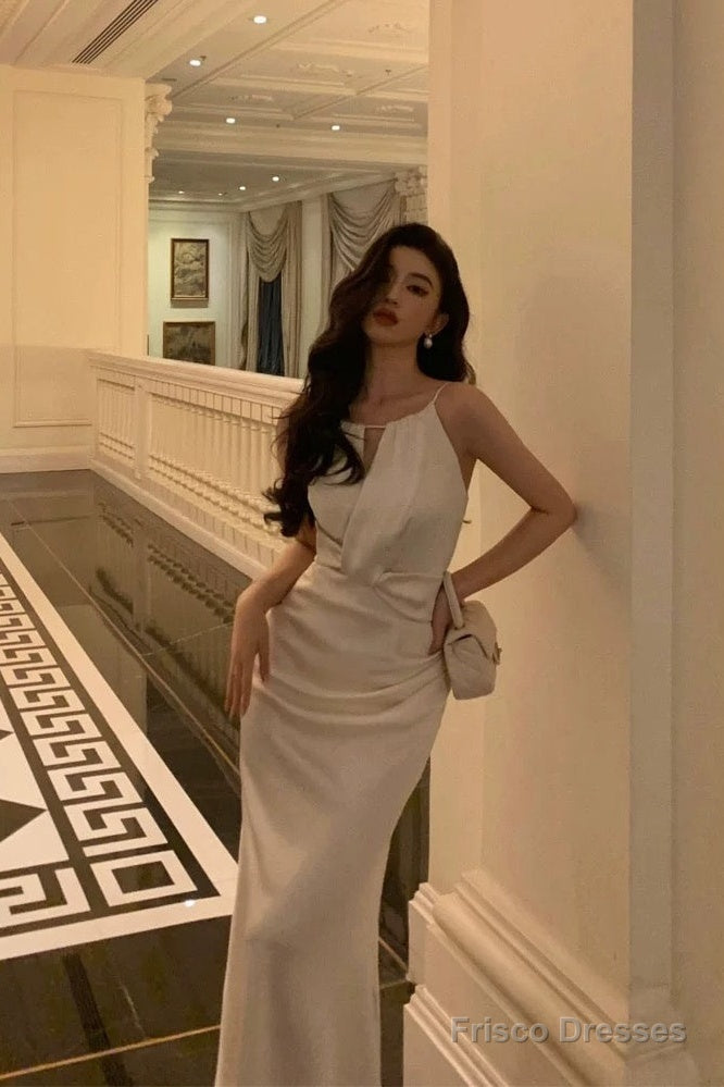 Sexy Sheath Scoop Neckline White Ankle Length Prom Dresses Birthday Dress Secondary image