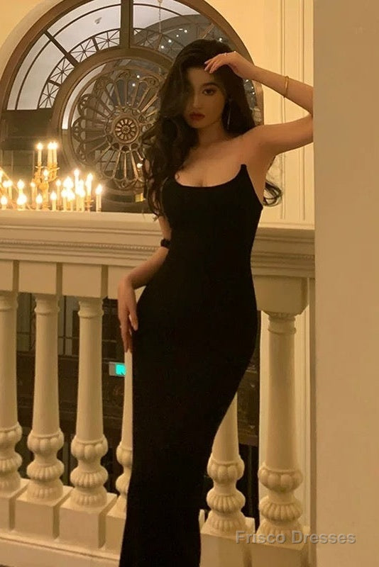 Sexy Sheath Spaghetti Straps Black Prom Dresses Birthday Outfits Evening Gown Secondary image