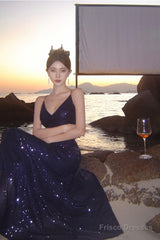 Sexy Sheath Spaghetti Straps Blue Sequin Beach Dress WomenS Vacation Dresses Prom Dress
