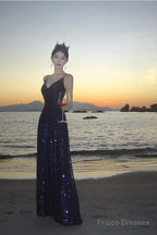Sexy Sheath Spaghetti Straps Blue Sequin Beach Dress WomenS Vacation Dresses Prom Dress