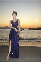 Sexy Sheath Spaghetti Straps Blue Sequin Beach Dress WomenS Vacation Dresses Prom Dress