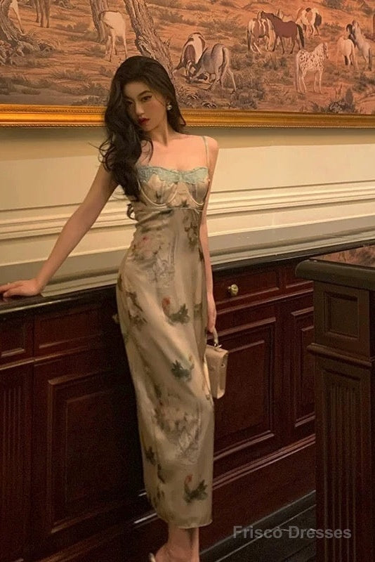 Sexy Sheath Spaghetti Straps Floral Lace Prom Dresses Birthday Outfits Evening Gown Main image
